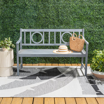 Apollo Circle-Back 600-Lbs Support Acacia Wood Outdoor Garden Patio Bench - JONATHAN Y